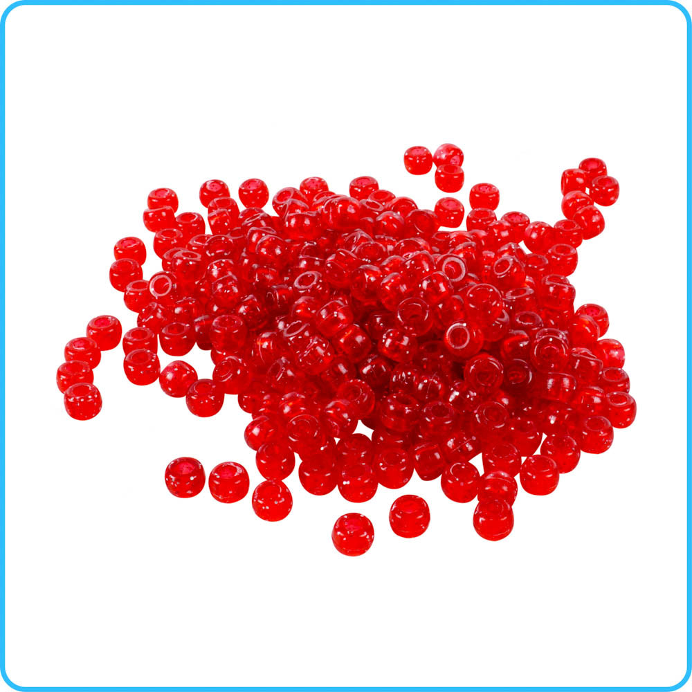 Red Glitter Pony Beads - 9mm - 300/Pack
