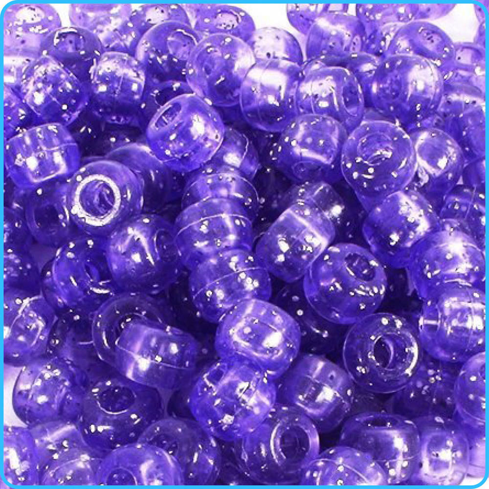 Purple Glitter Pony Beads - 9mm - 300/Pack