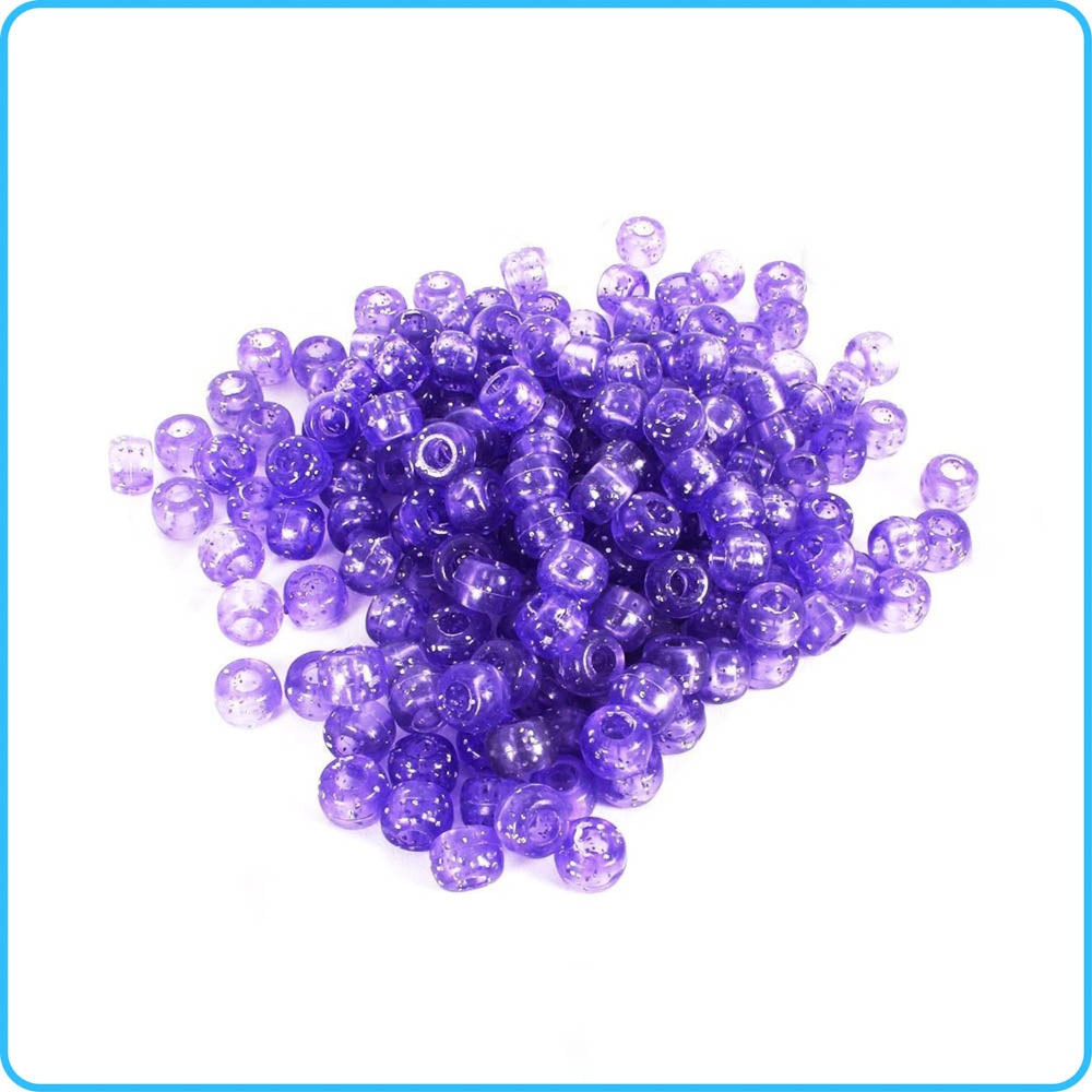 Purple Marbled 9x6mm Barrel Pony Beads (300pcs)