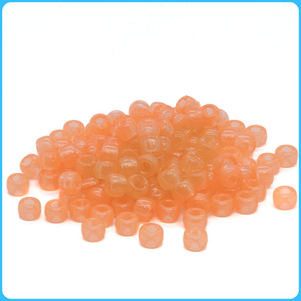 Orange Glow-In-The-Dark Pony Beads - 9mm - 300/Pack