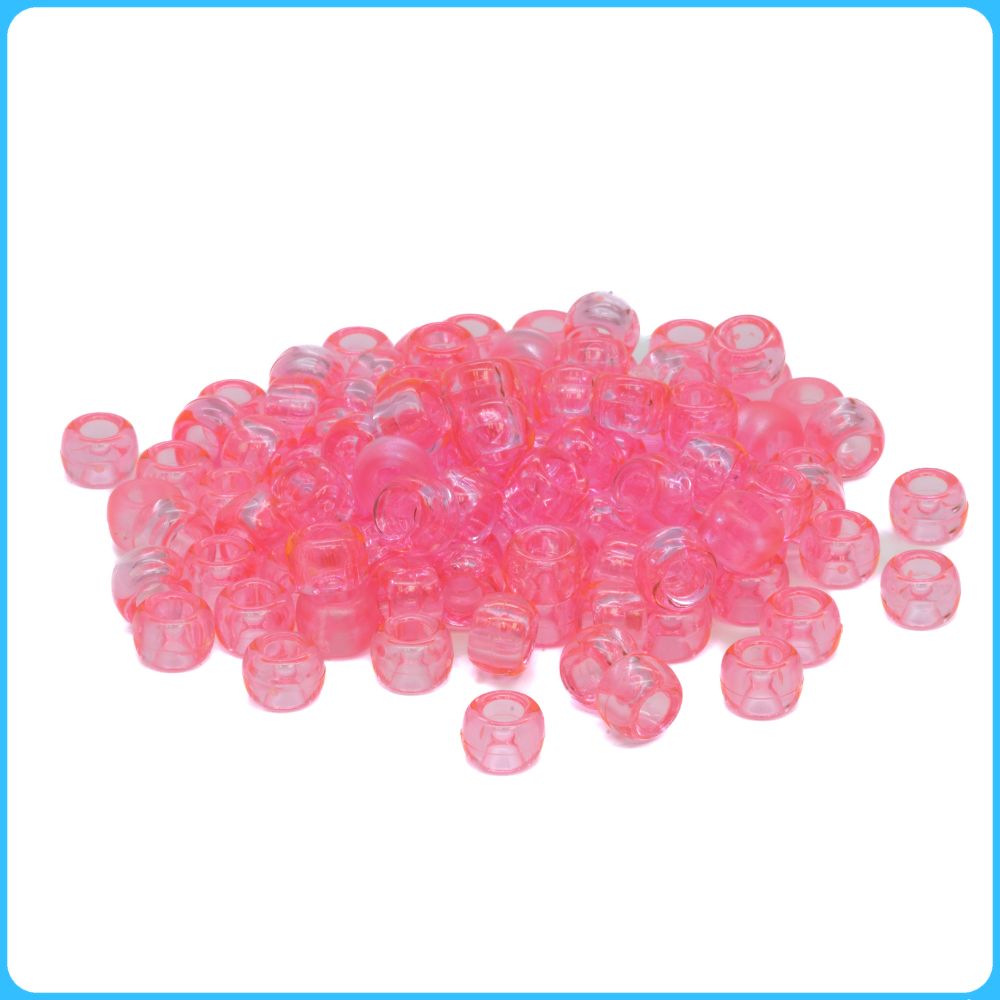 Pink Glow-In-The-Dark Pony Beads - 9mm - 300/Pack