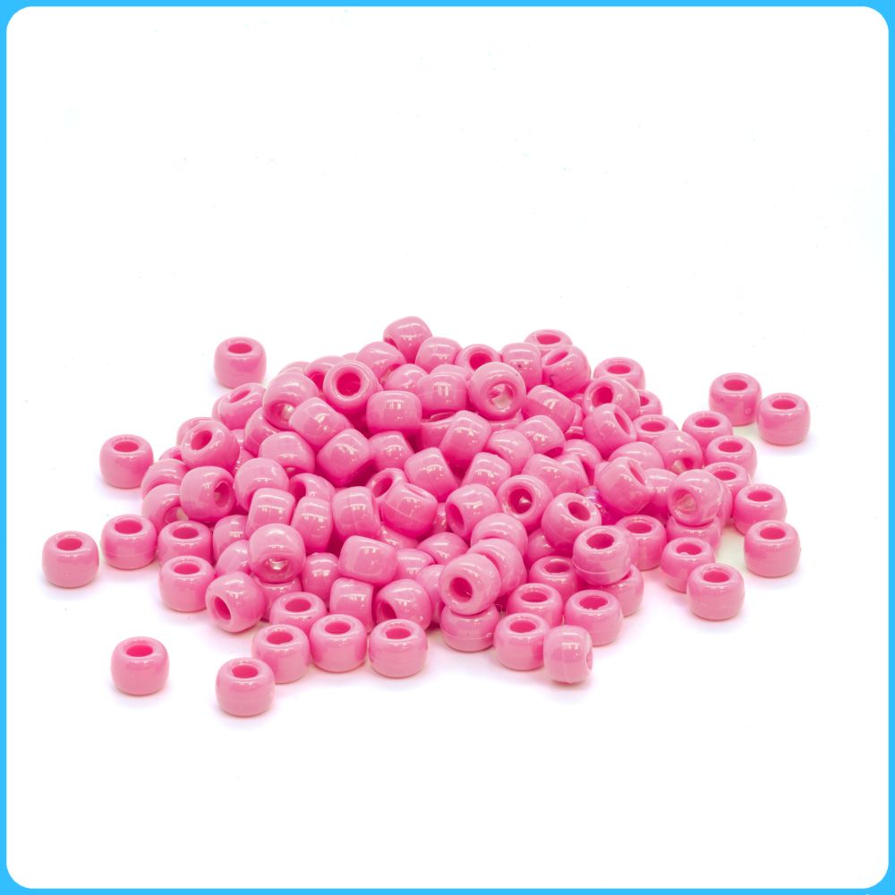 Hot Pink Pony Beads - 9mm - 300/Pack
