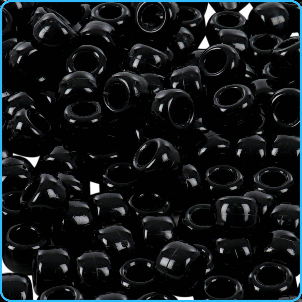 Black Opaque Pony Beads - 9mm - 300/Pack