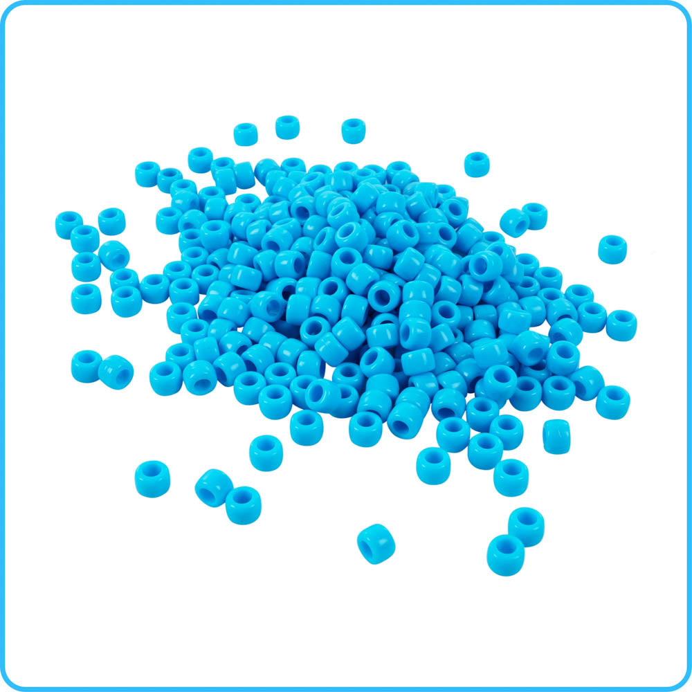 Blue Opaque Pony Beads - 9mm - 300/Pack