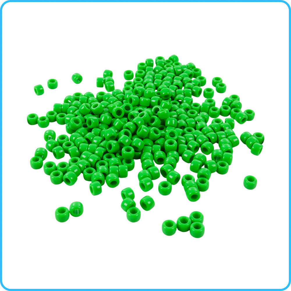 Green Opaque Pony Beads - 9mm - 300/Pack