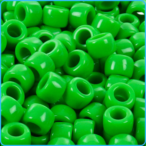 Green Opaque Pony Beads - 9mm - 300/Pack
