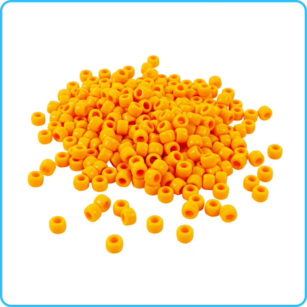 Orange Opaque Pony Beads - 9mm - 300/Pack