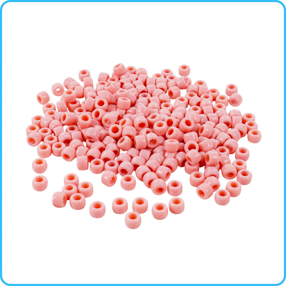 Pink Opaque Pony Beads - 9mm - 300/Pack