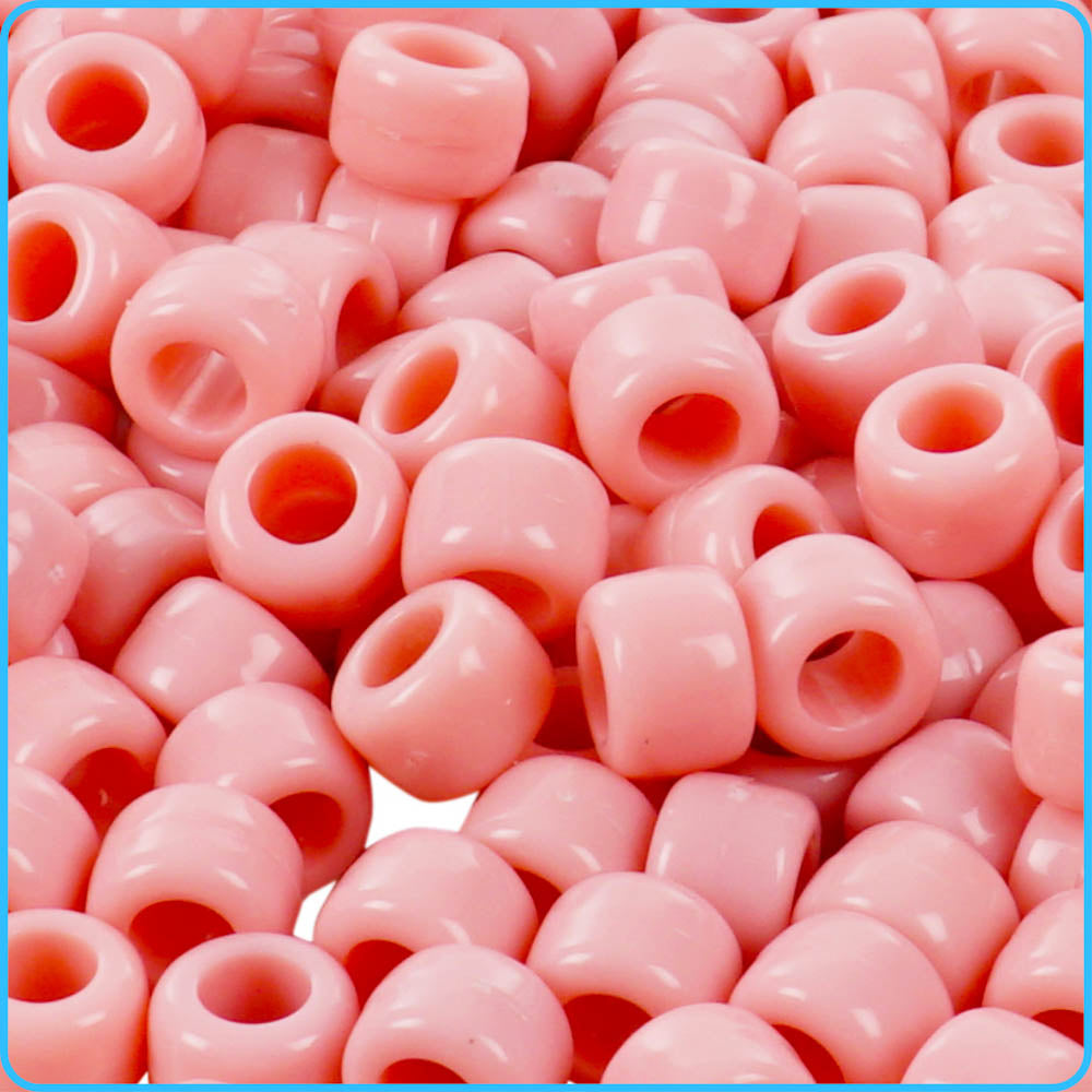 Pink Opaque Pony Beads - 9mm - 300/Pack