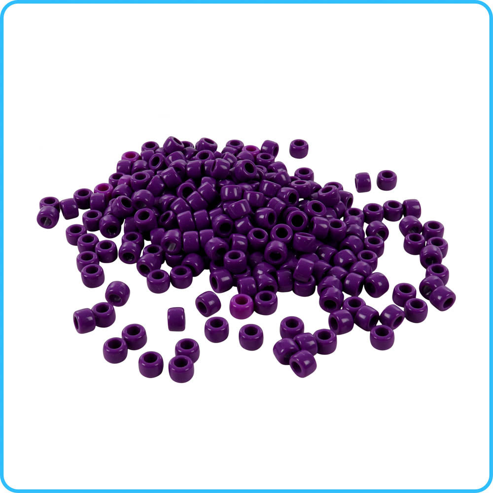 Purple Opaque Pony Beads - 9mm - 300/Pack