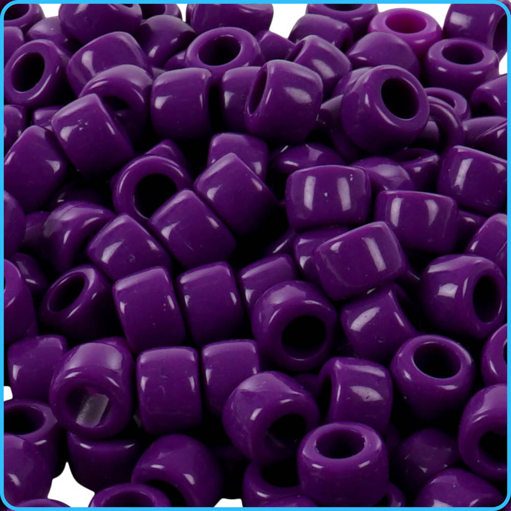 Purple Opaque Pony Beads - 9mm - 300/Pack