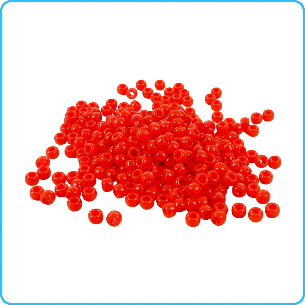 Red Opaque Pony Beads - 9mm - 300/Pack