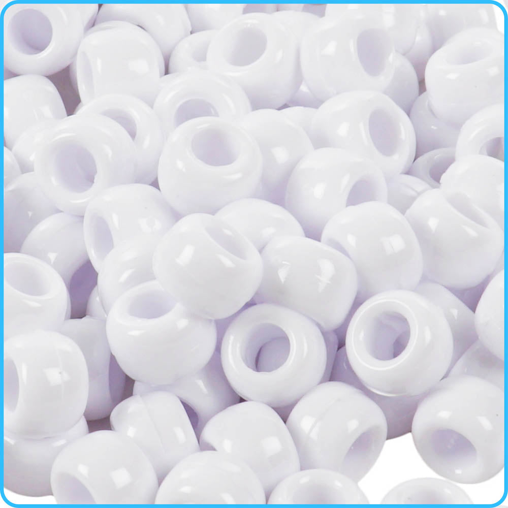 White Opaque Pony Beads - 9mm - 300/Pack