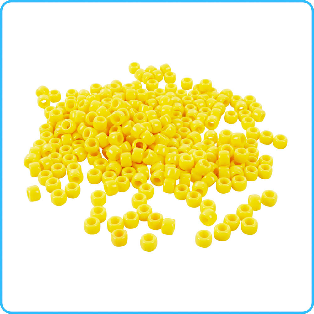Yellow Opaque Pony Beads - 9mm - 300/Pack