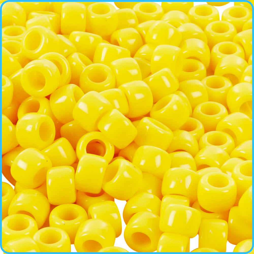 Yellow Opaque Pony Beads - 9mm - 300/Pack
