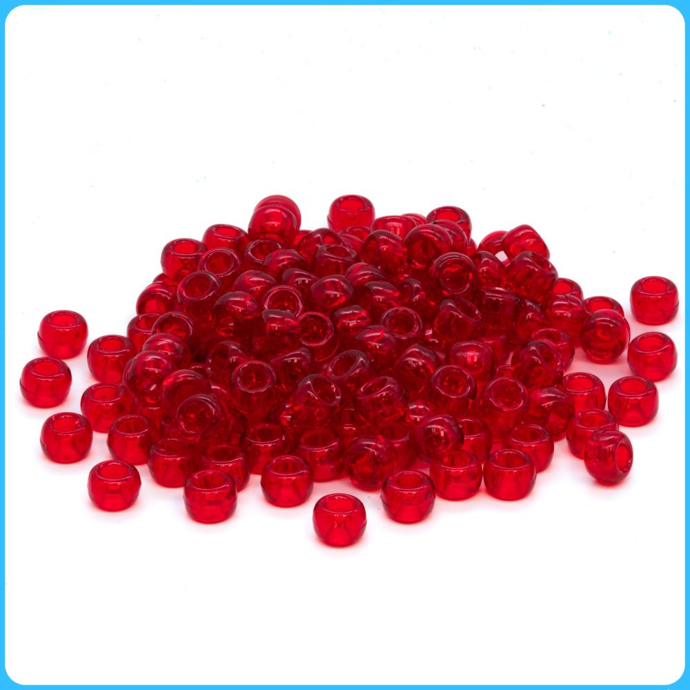 Red Neon Opaque Pony Beads - 9mm - 300/Pack