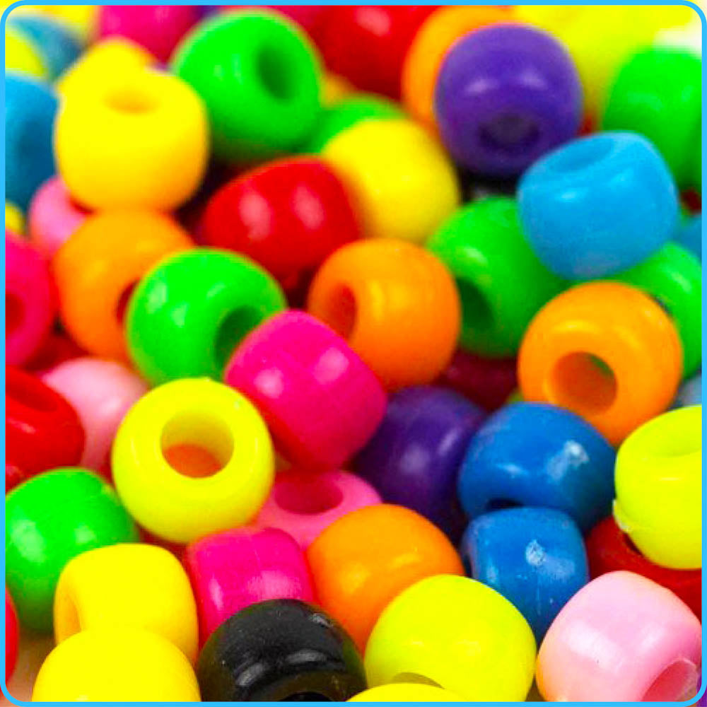 Multicolor Opaque Pony Beads - 9mm - 300/Pack