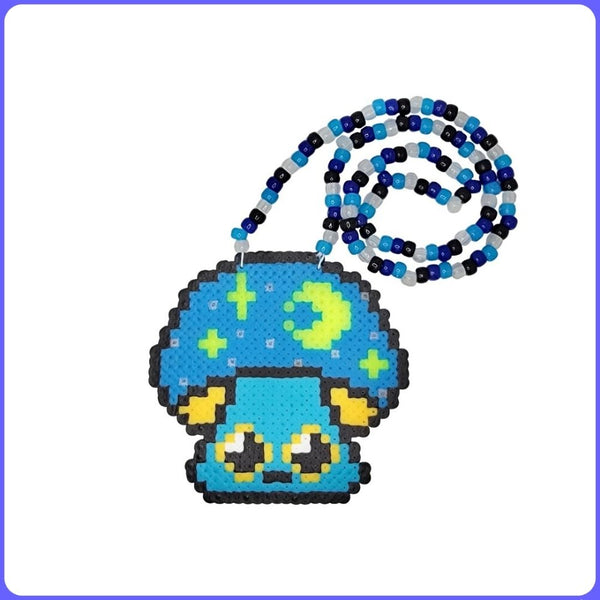Magic Mushroom Perler Necklace Trippy Festival Rave Jewelry
