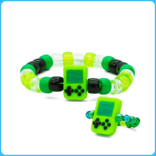 Green Handheld Kandi Ring & Bracelet - 2/Pack
