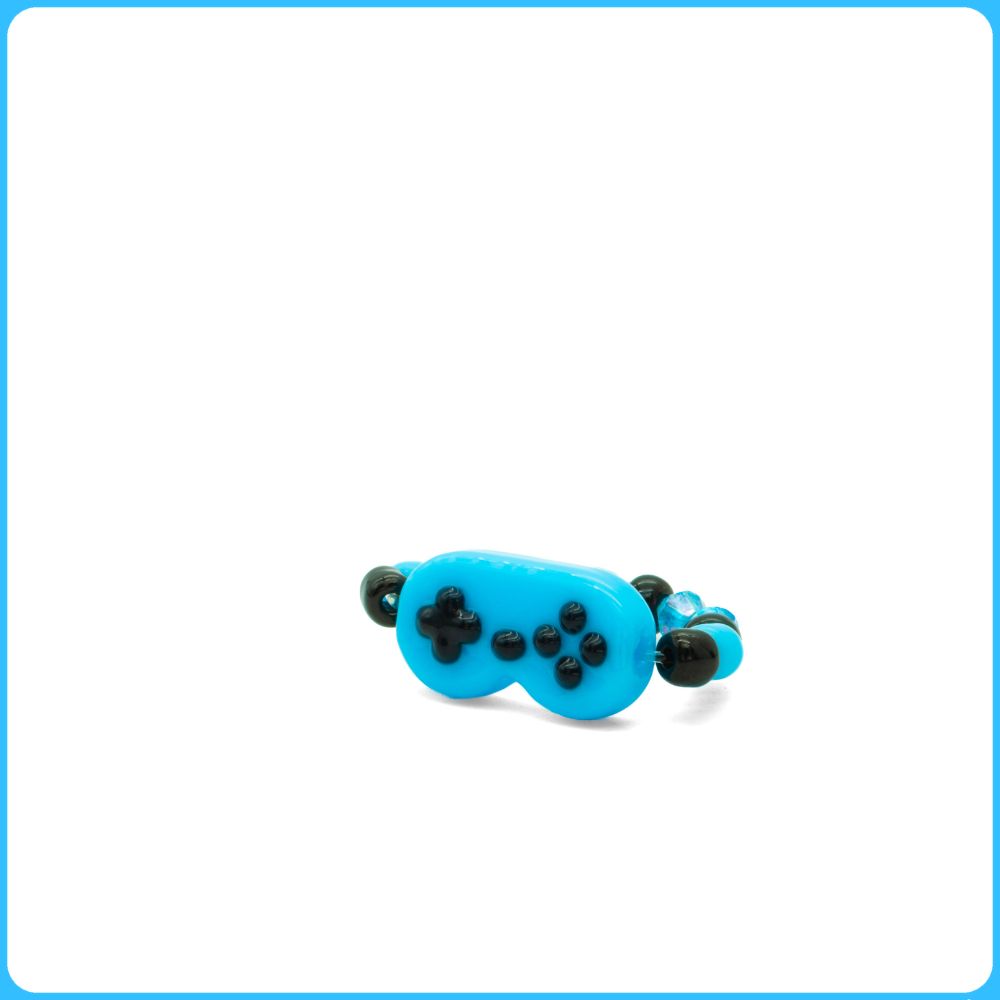 Blue Retro Controller Kandi Ring