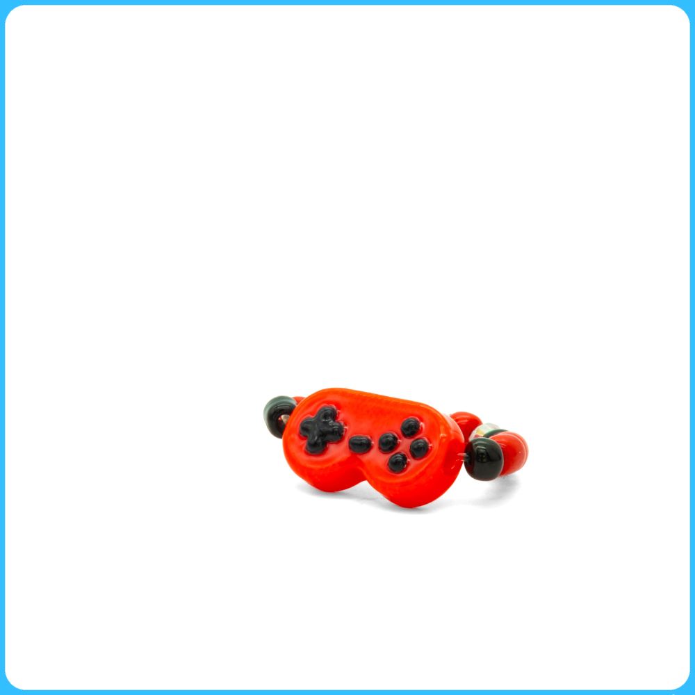 Red Retro Controller Kandi Ring