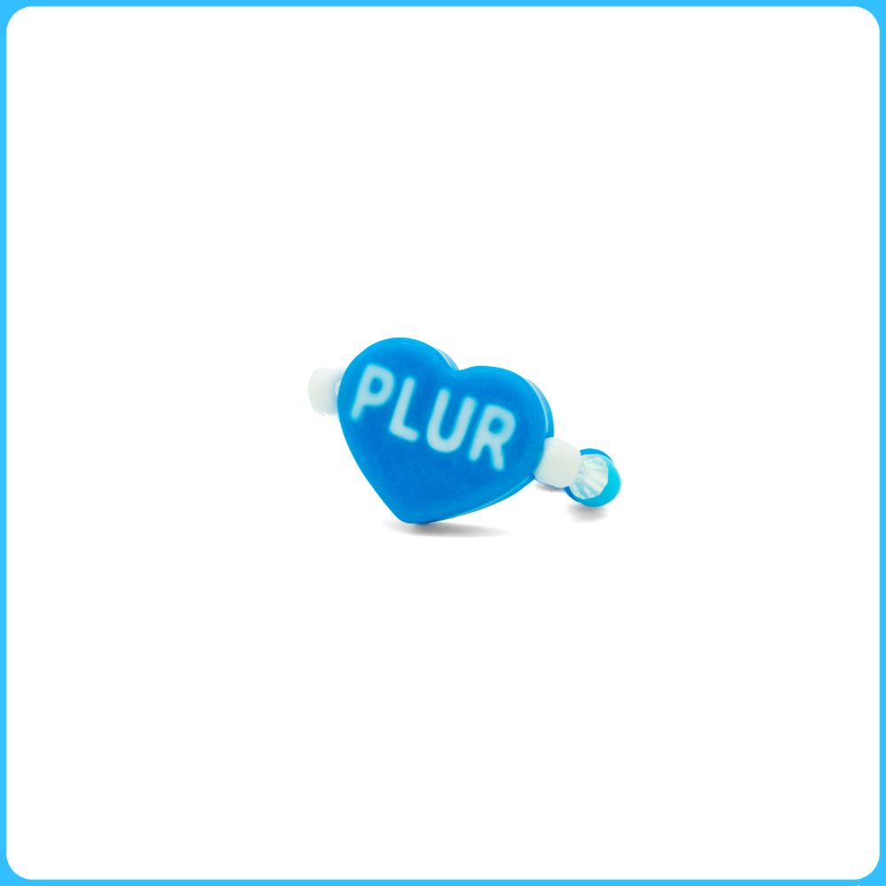 Blue PLUR Heart Kandi Ring