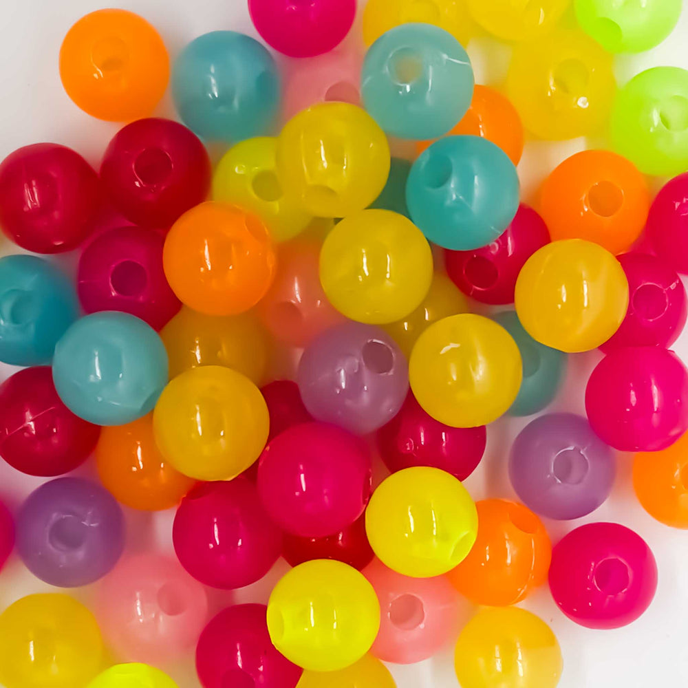 Multicolor Glow-In-The-Dark Round Beads - Regular Round - 10mm