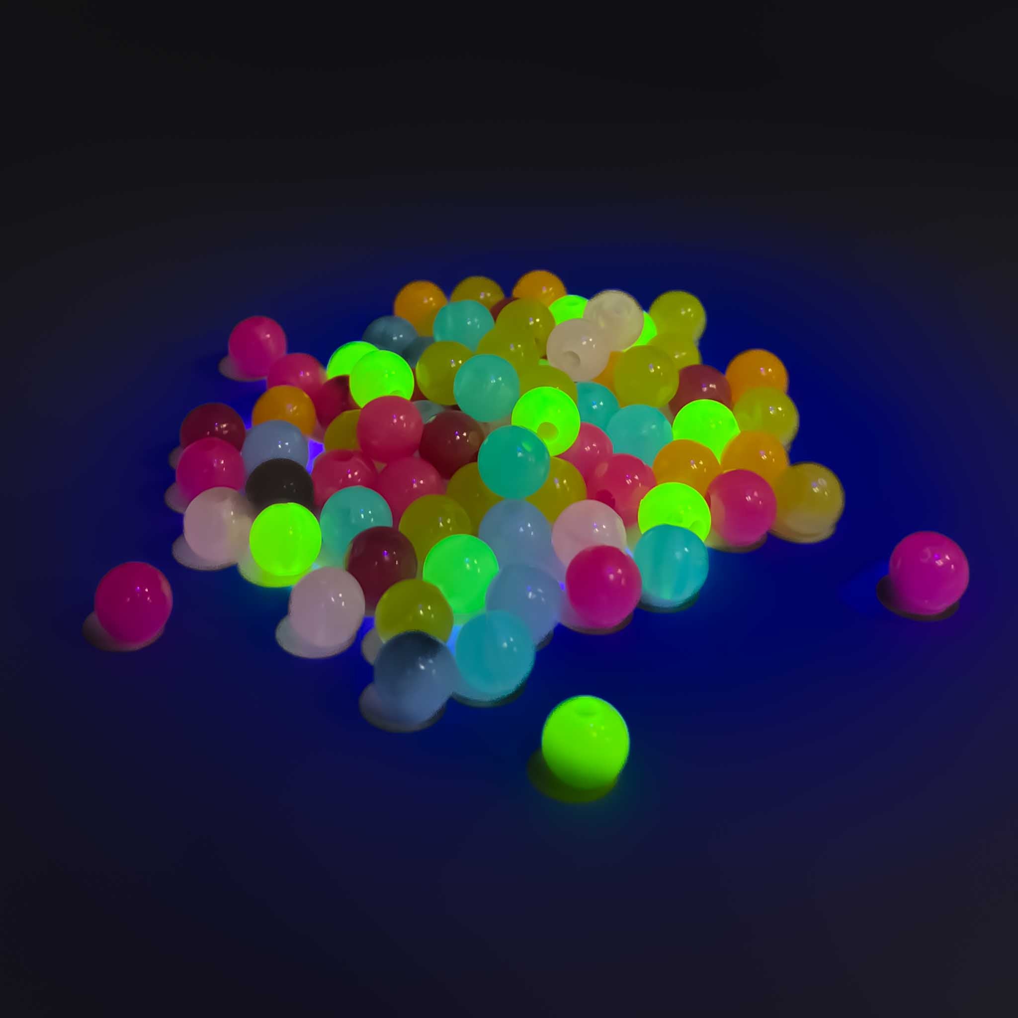 Multicolor Glow-In-The-Dark Round Beads - Regular Round - 10mm