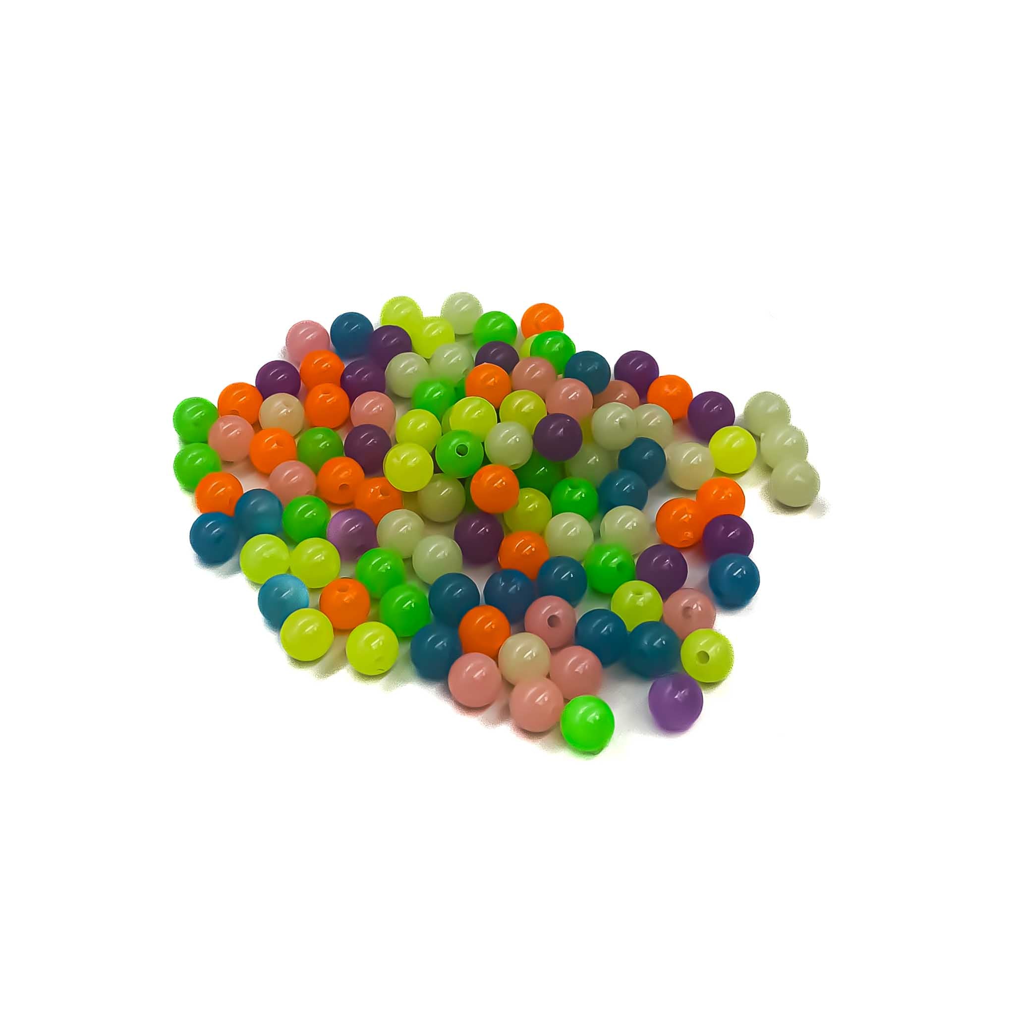 Multicolor Glow-In-The-Dark Round Beads - Regular Round - 8mm
