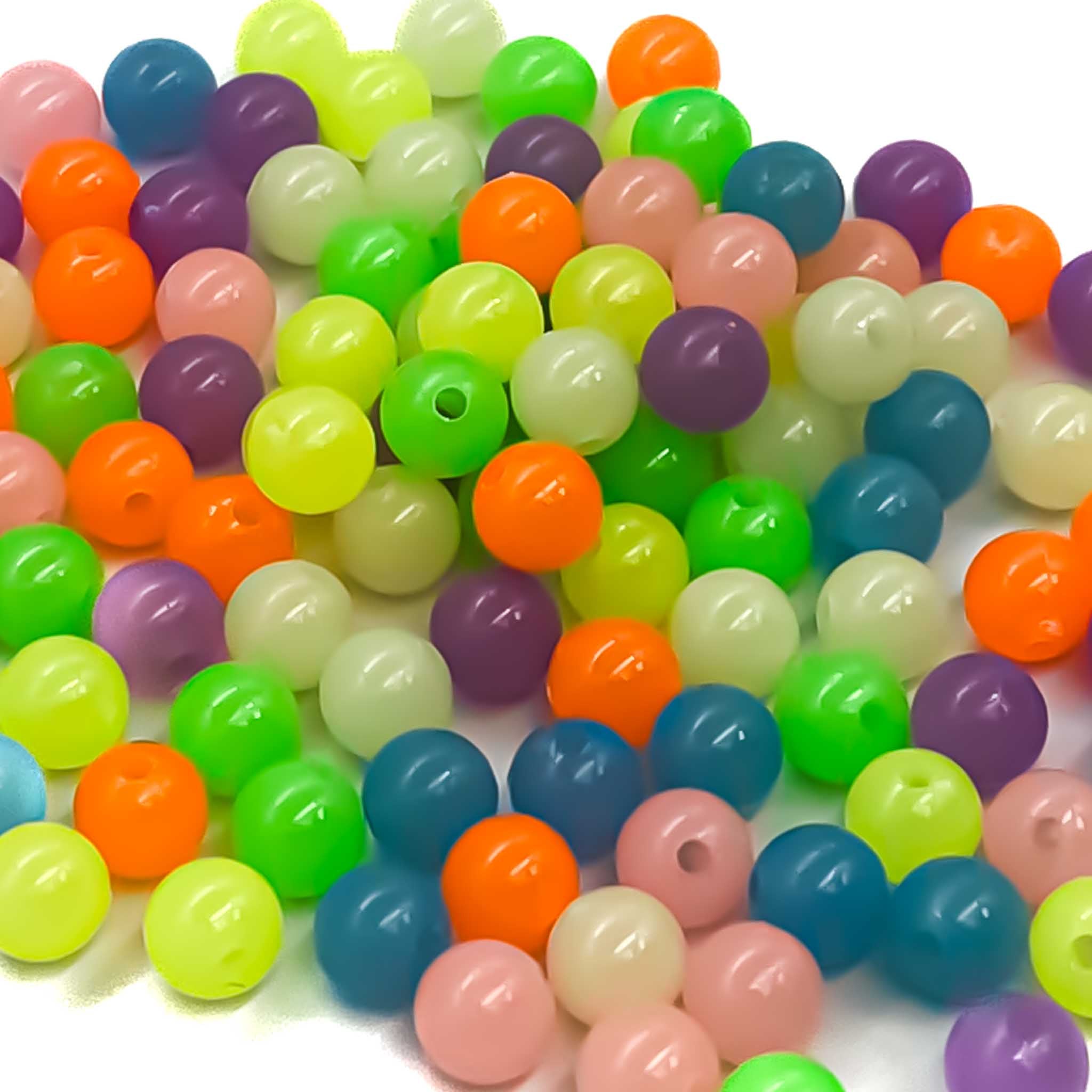 Multicolor Glow-In-The-Dark Round Beads - Regular Round - 8mm