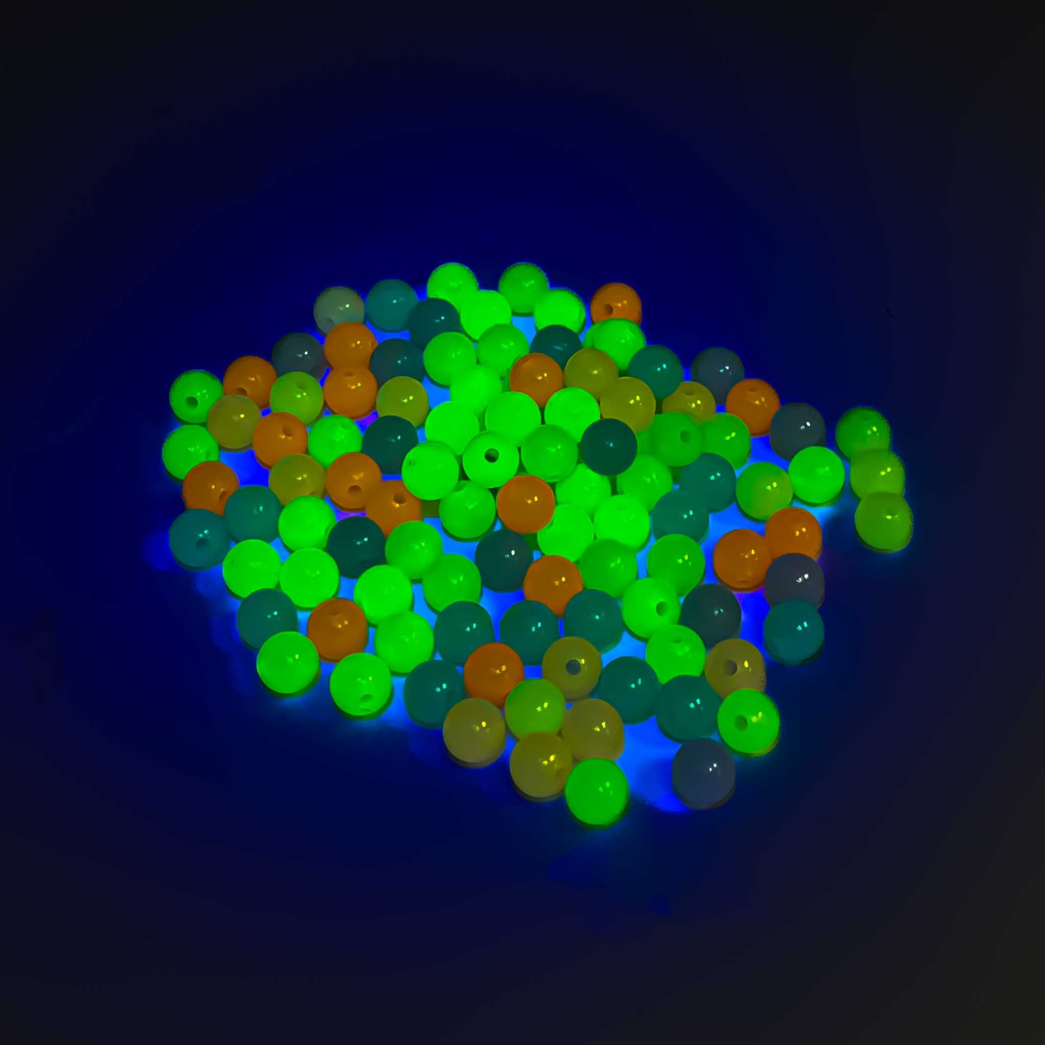 Multicolor Glow-In-The-Dark Round Beads - Regular Round - 8mm