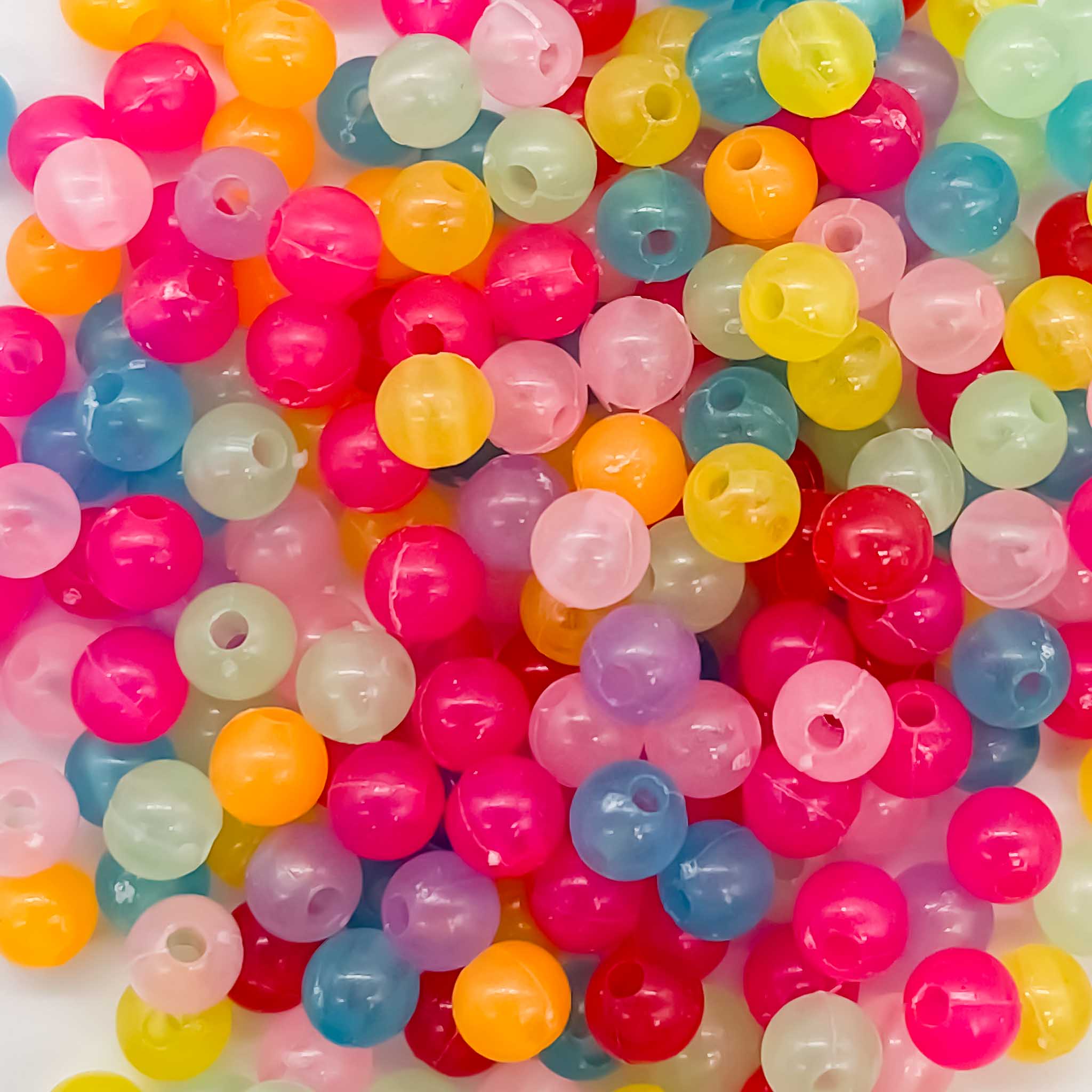 Multicolor Glow-In-The-Dark Round Beads - Regular Round - 6mm