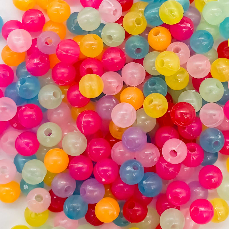 Multicolor Glow-In-The-Dark Round Beads - Regular Round - 6mm