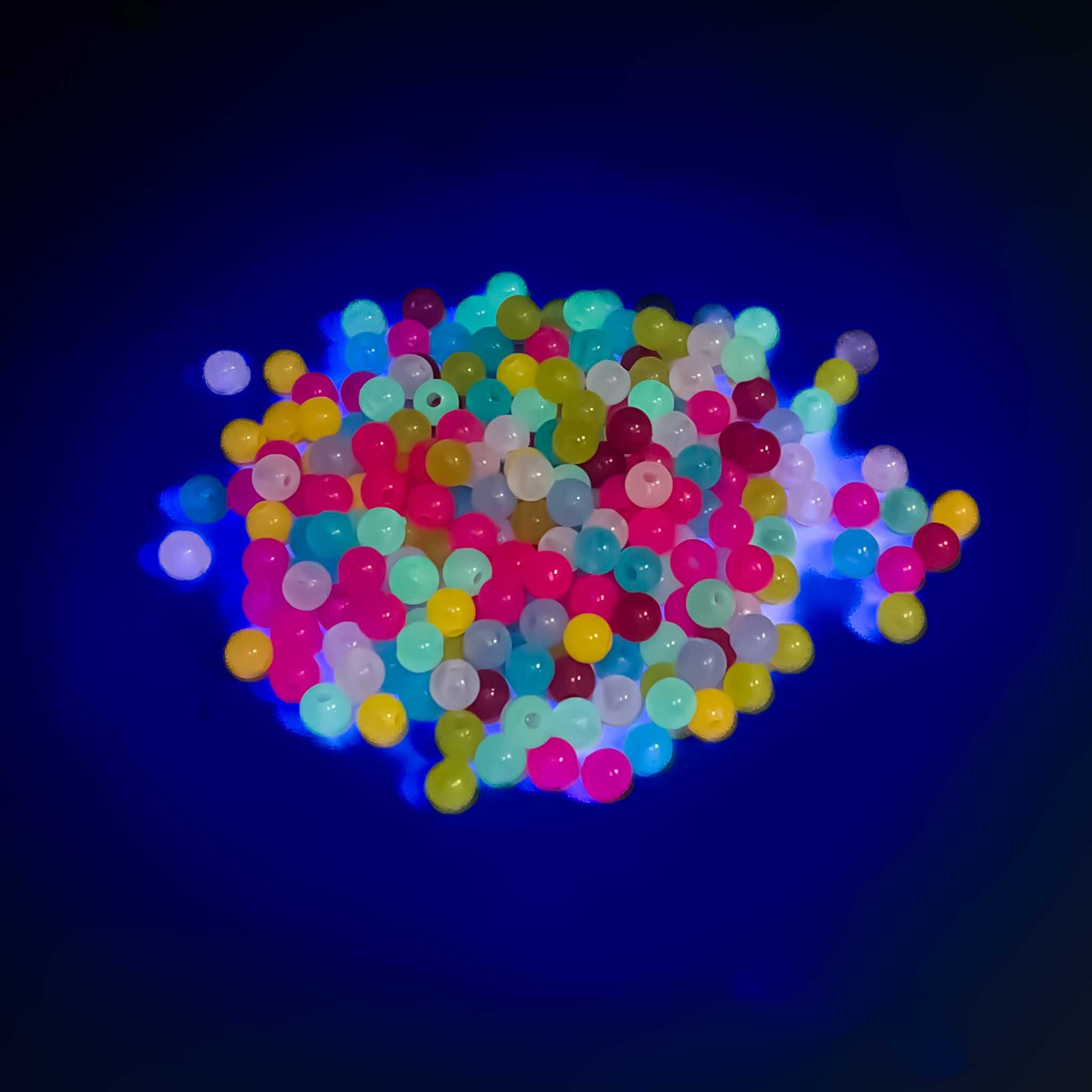 Multicolor Glow-In-The-Dark Round Beads - Regular Round - 6mm