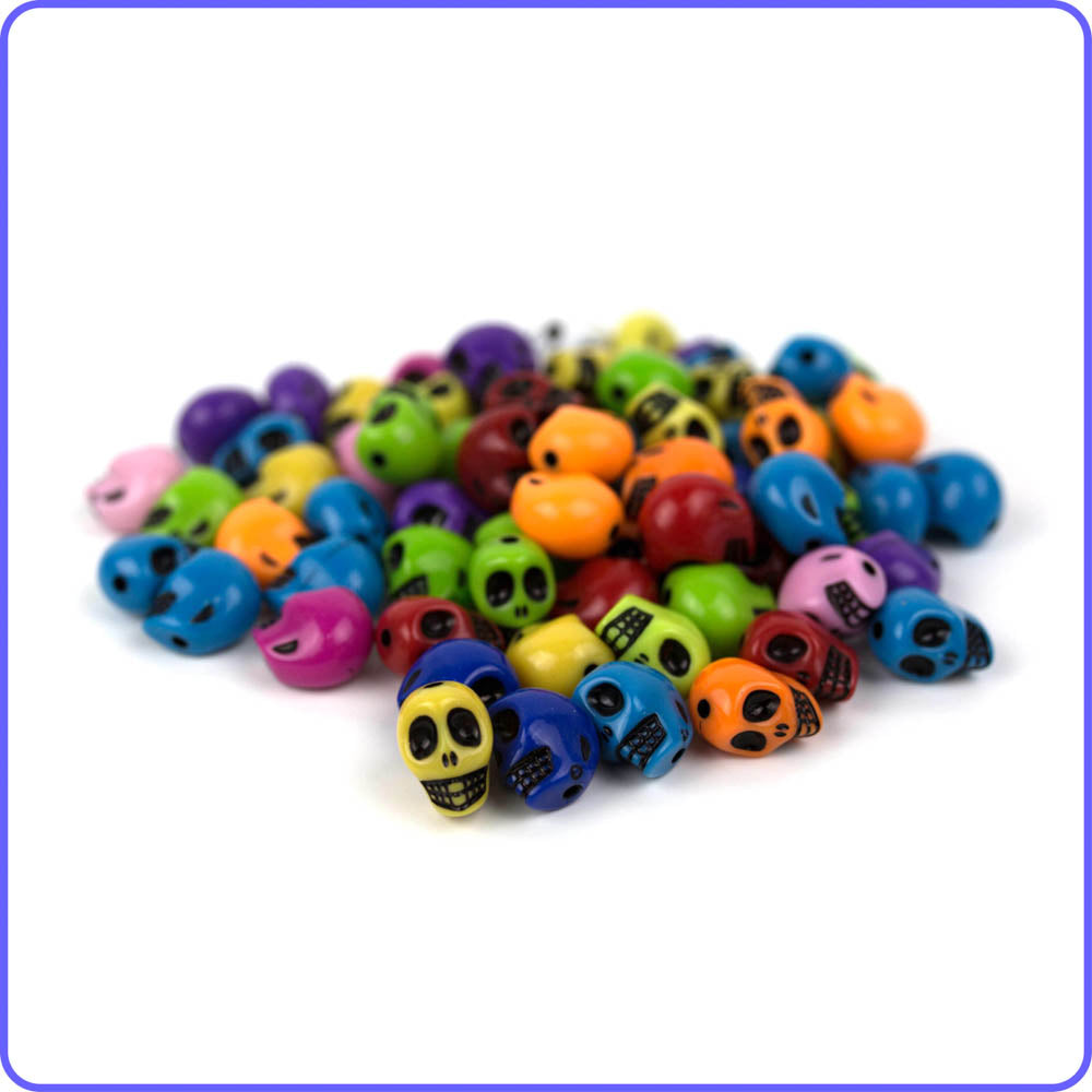 Rainbow Skull Beads - 50/Pack
