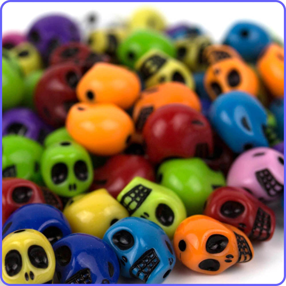 Rainbow Skull Beads - 50/Pack