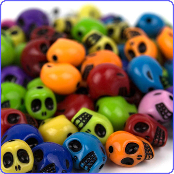 Rainbow Skull Beads - 50/Pack