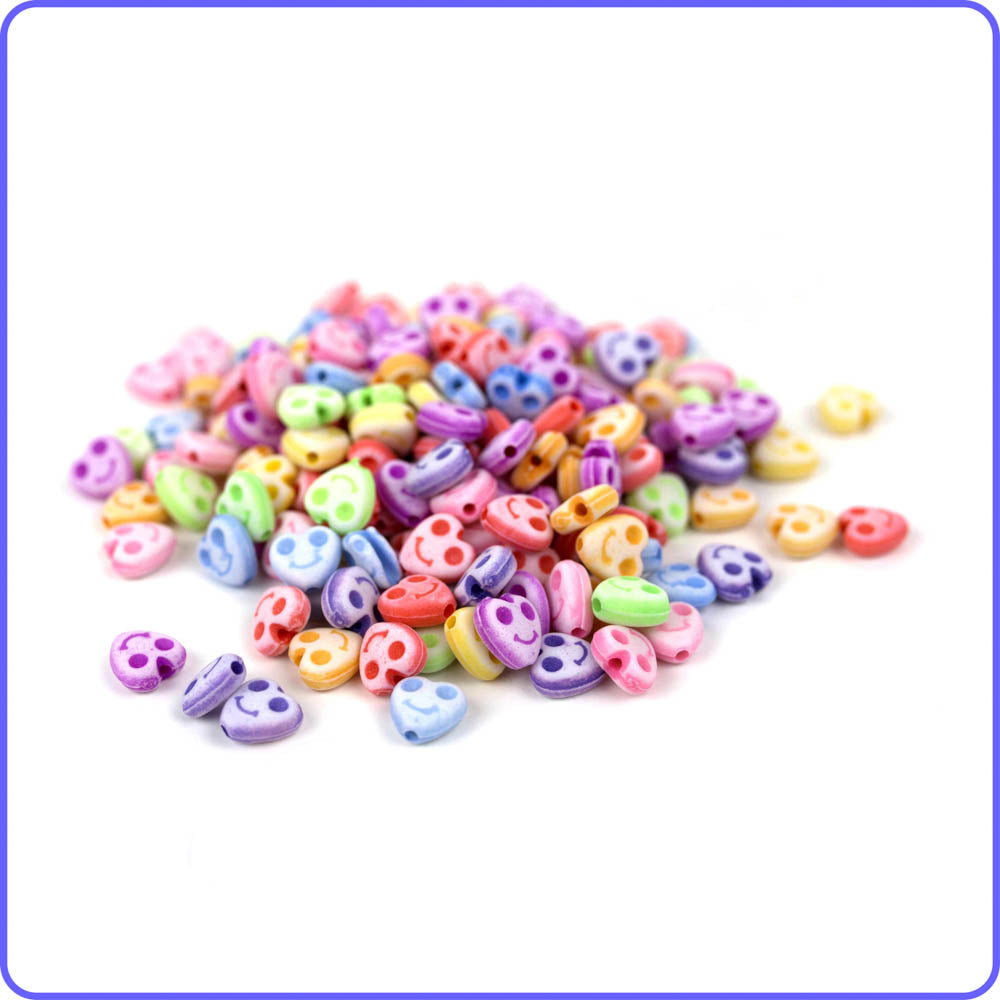 Pastel Smiley Heart Beads - 150/Pack
