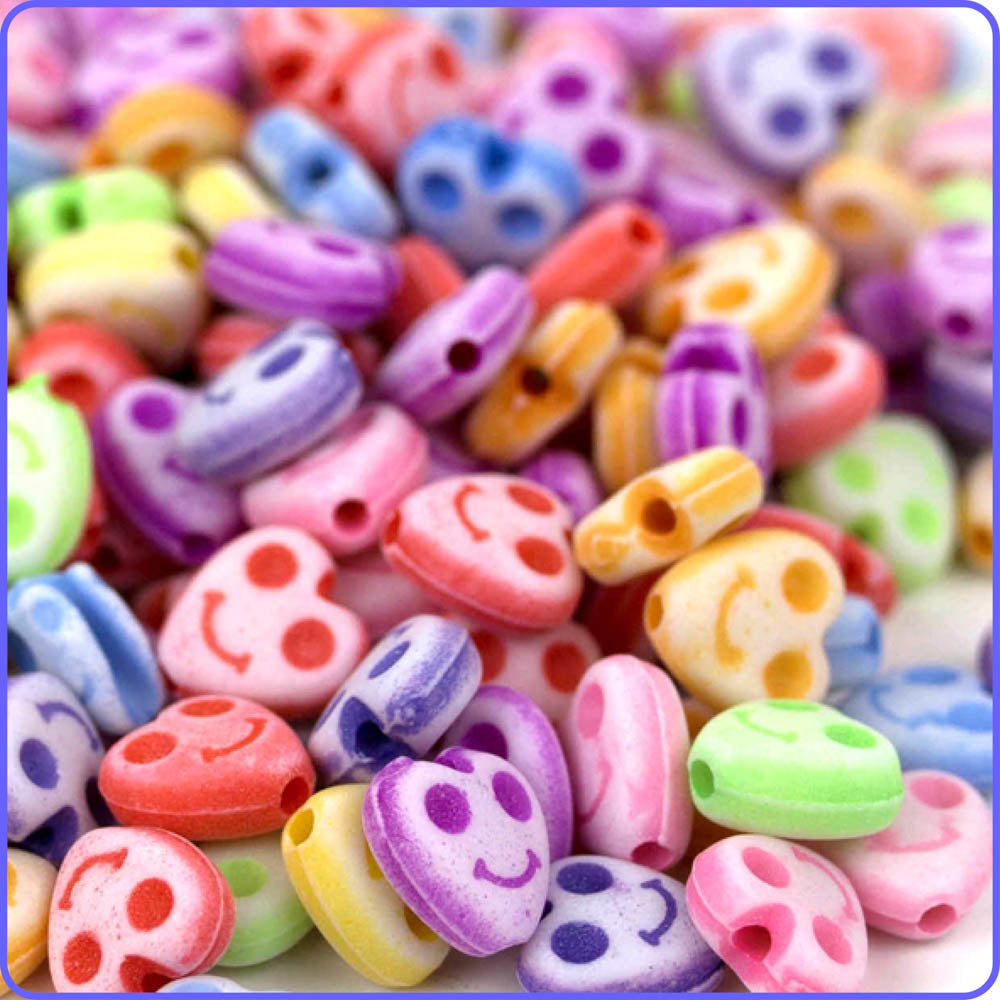 Pastel Smiley Heart Beads - 150/Pack