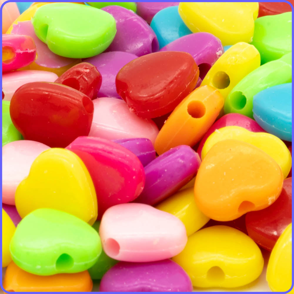 Multicolor Small Love Heart Beads - 125/Pack