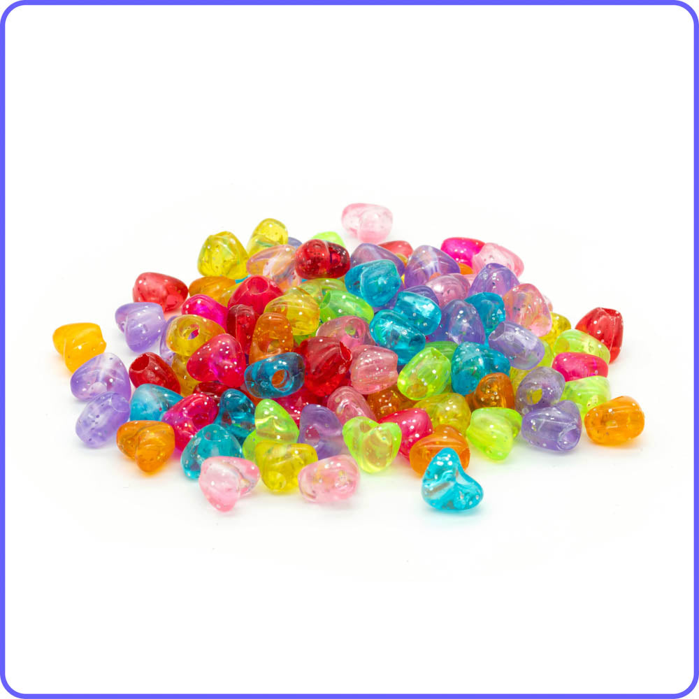 Glitter Heart Beads - 125/Pack