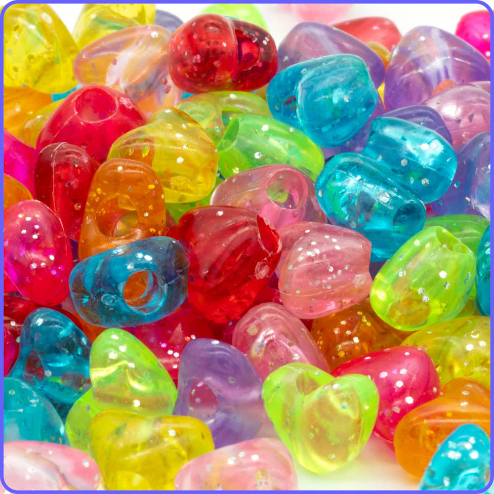 Glitter Heart Beads - 125/Pack