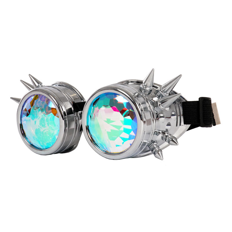 Silver Steampunk Kaleidoscope Round Goggles