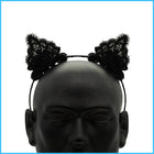 LED Cat Ears - Black Lace/White LED