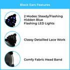LED Cat Ears - Black Lace/White LED