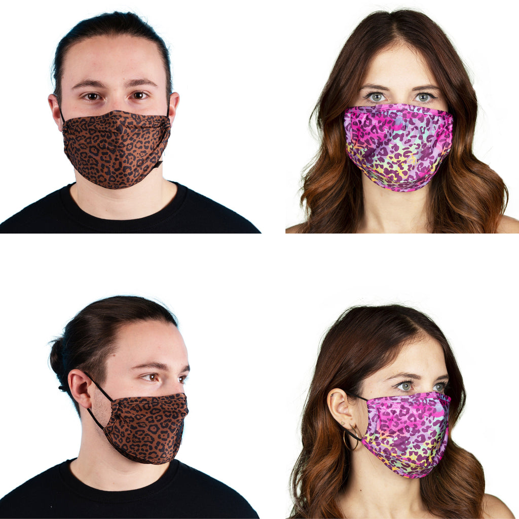 Leopard Face Mask and Adults - Adjustable, Nose Wire, Filter Pocket, Washable, Breathable FaceMask | Gift Idea - Rave Mask