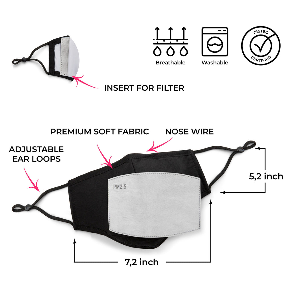 Leopard Face Mask and Adults - Adjustable, Nose Wire, Filter Pocket, Washable, Breathable FaceMask | Gift Idea - Rave Mask