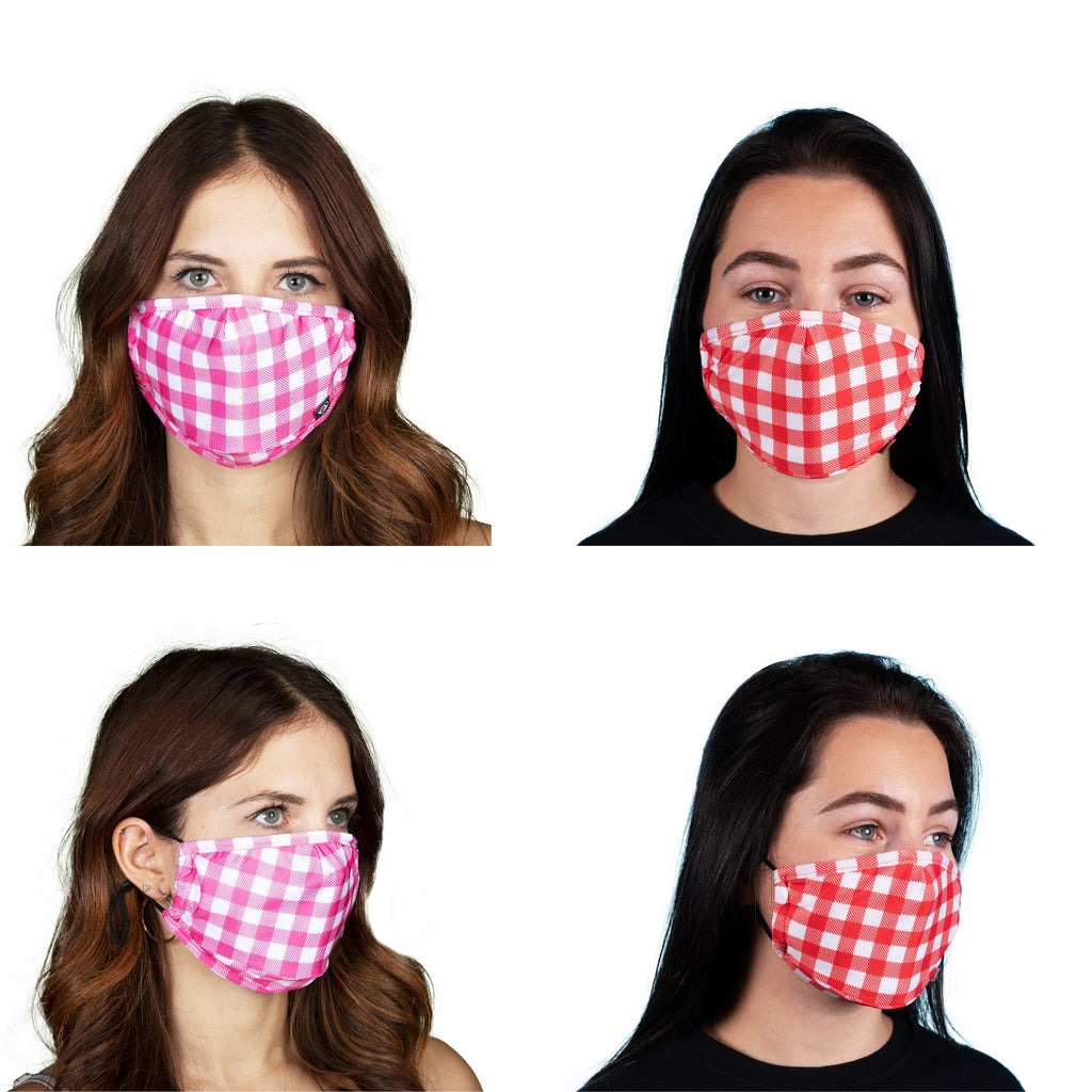 Plaid Pattern Face Mask For Adults. Filter Pocket, Nose Wire, Washable, Breathable and Adjustable Face Mask. Made in USA Rave Mask