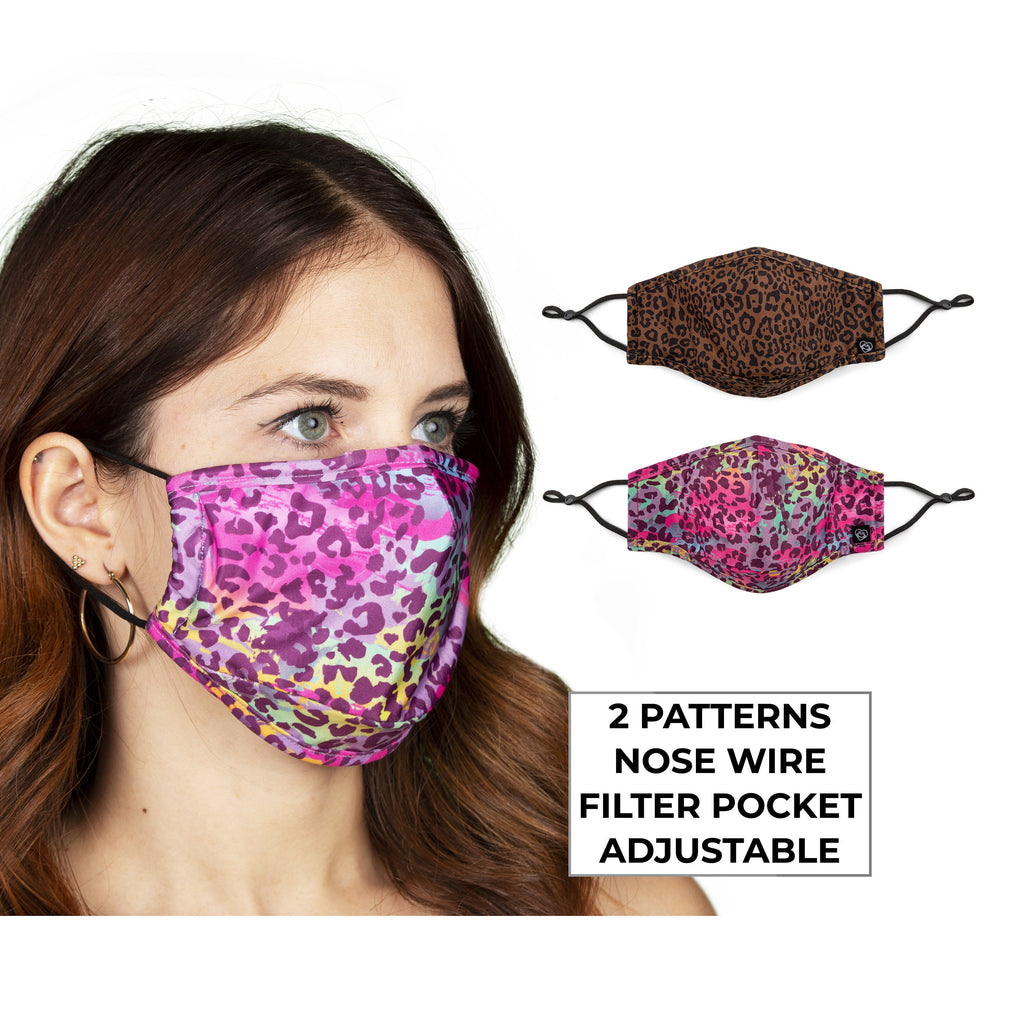 Leopard Face Mask and Adults - Adjustable, Nose Wire, Filter Pocket, Washable, Breathable FaceMask | Gift Idea - Rave Mask