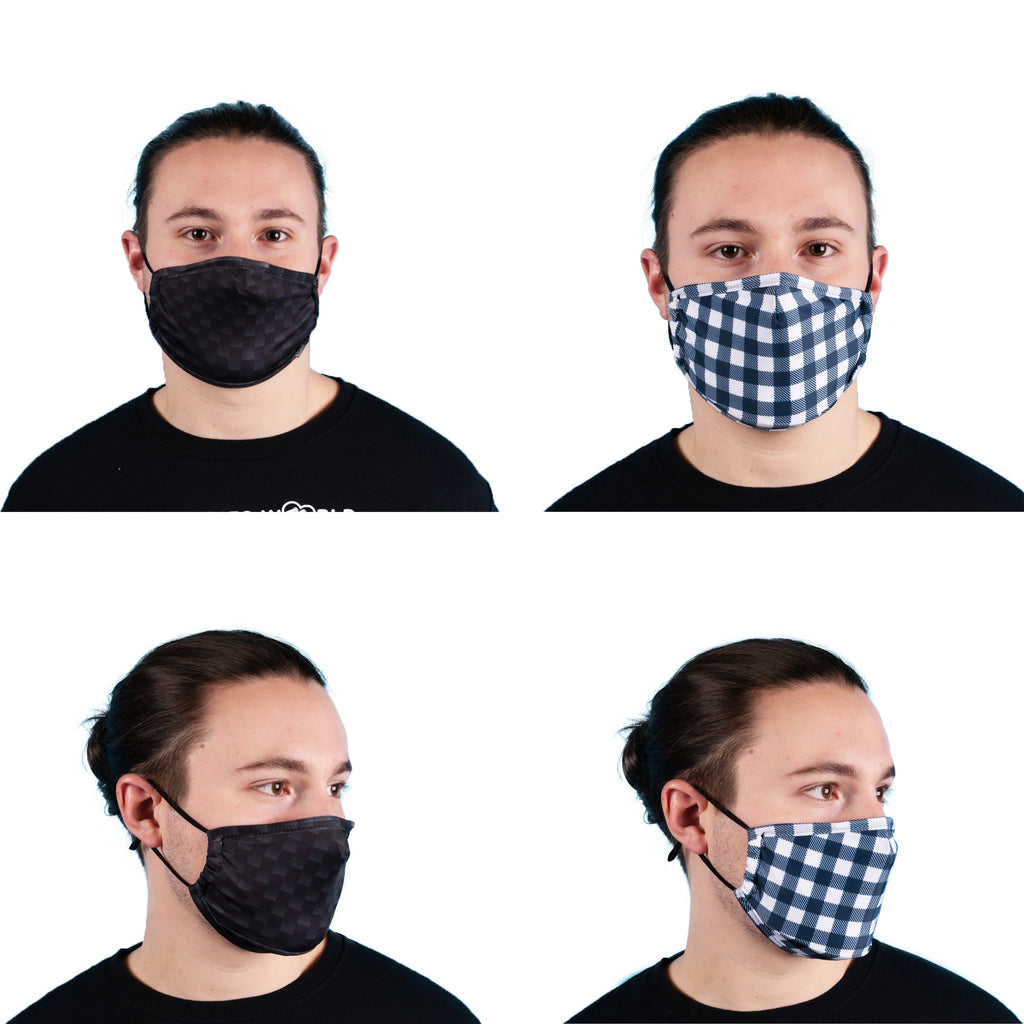 Plaid Pattern Face Mask For Adults. Filter Pocket, Nose Wire, Washable, Breathable and Adjustable Face Mask. Made in USA Rave Mask